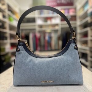 Michael Kors Denim leather trim Shoulder Hobo Bag New with tag  very rare